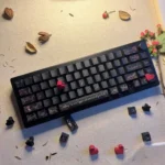 Crush Keycap Set: sweet aesthetic Cherry profile keycaps in soft pastels, delicate gradients, and subtle romantic motifs, evoking innocent affection.