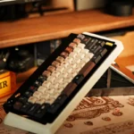 Visualizing the 152-key Shakespearean Artistry PBT dye-sub keycap set, featuring unique literary motifs and elegant typography, a truly artistic keyboard.