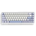 Exclusive Sora Kasugano pearlescent PBT keycaps set, showcasing ethereal anime artistry with an iridescent shimmer, perfect for custom keyboards.