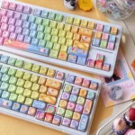 A dynamic view of the Splatoon Keycaps Set, showcasing vibrant colors and authentic ink designs from various angles.