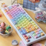 Vibrant Splatoon keycaps set, showcasing authentic character art and playful design from multiple angles.