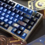 Detailed view of The Emperor Tarot Metallic PBT Keycaps, highlighting the unique regal Tarot iconography and luxurious dark metallic finish.