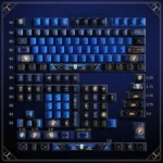 The Emperor Tarot Metallic PBT Keycaps Set, displaying its unique dark, regal iconography and intricate metallic-paint finish from various angles.