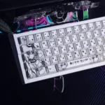 Close-up views of the playful Toradora! Taiga Aisaka PBT Dye-Sub Keycap Set, showcasing vibrant anime art and durable dye-sublimation from various art.