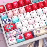 Tsukimi Yachiyo Side-Lit PBT Keycap Set, side-engraved PBT keycaps with elegant Japanese Kanji and a celestial glow.