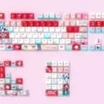 Tsukimi Yachiyo PBT keycap set showcasing side-engraved Japanese Kanji, highlighting its celestial and subtly elegant side-lit aesthetic.