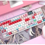 Tsukimi Yachiyo Side-Lit PBT Keycap Set, side-engraved keys with celestial Kanji for an artistic glow.