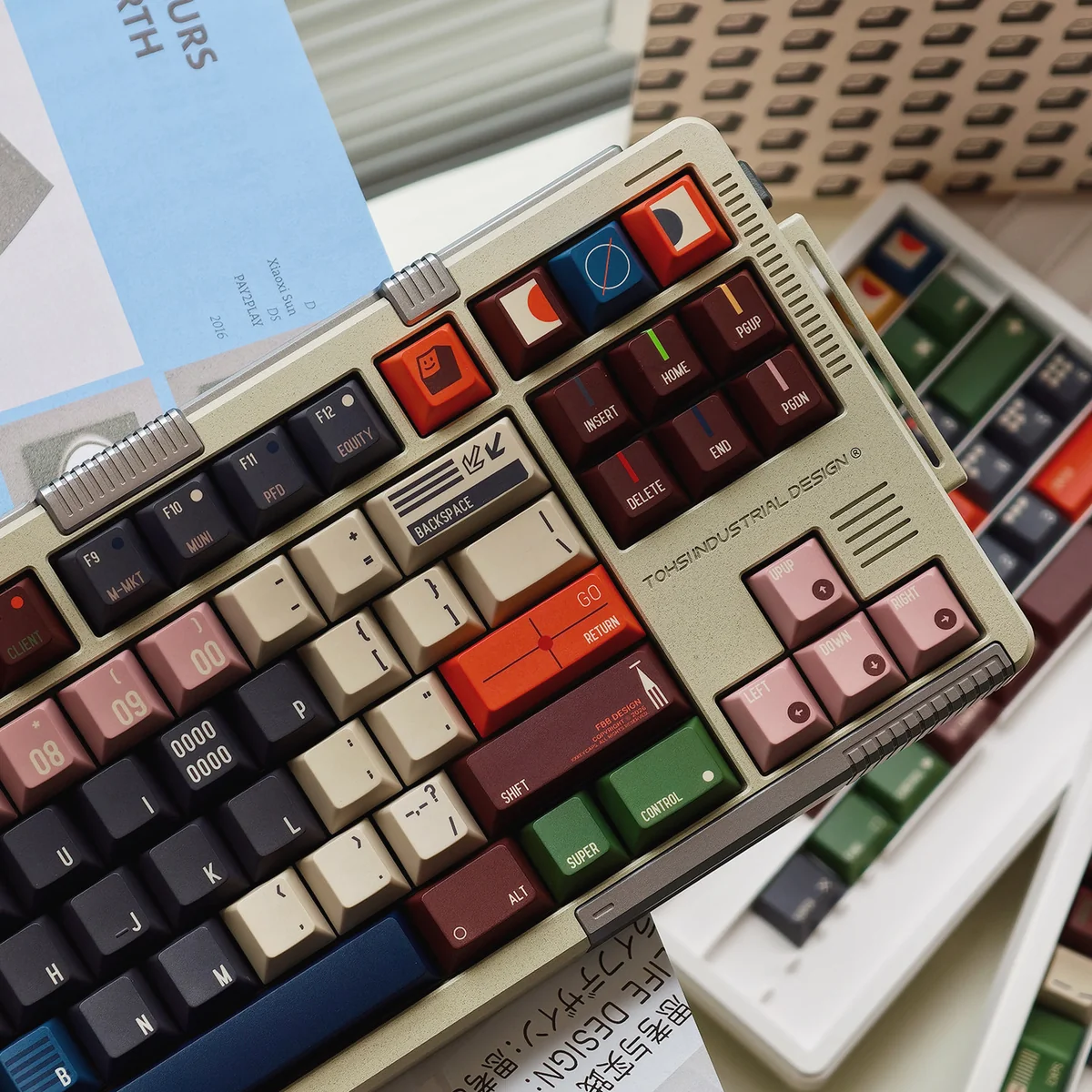 Artistic gallery image of the Unorthodox PBT Keycap Set, highlighting its unique, bold design and crisp dye-sub legends on durable PBT material.