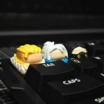 Premium Valorant Agent artisan resin keycaps, showcasing intricate 3D sculpting and glossy finish from multiple angles. Perfect for gamers.