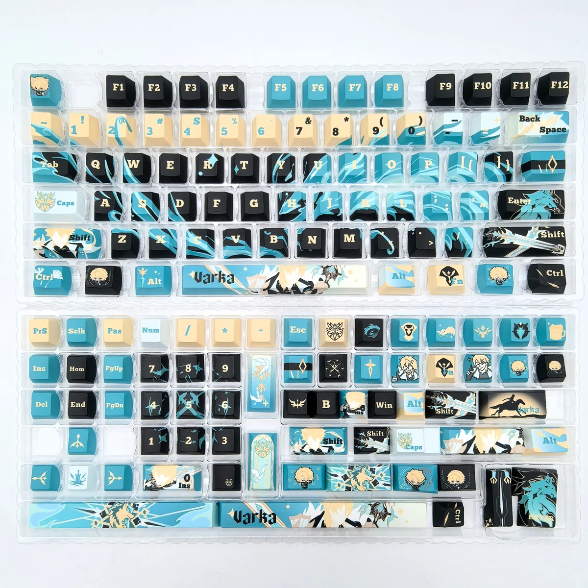 Exquisite Varka keycap set: PBT dye-sublimated keycaps capturing Faruzan's intricate Genshin Impact design and scholarly elegance.