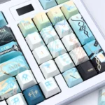 Wuthering Waves Luuk Herssen PBT keycaps set, showcasing its enigmatic aura and exclusive character art from multiple dark, mysterious angles.