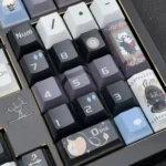 Exclusive Zenless Zone Zero Lycaon PBT Dye-Sub Keycaps Set, showcasing multiple angles of the premium, character-inspired designs with futuristic urban fantasy aesthetic.