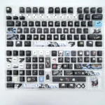 Exclusive Zenless Zone Zero Lycaon PBT Dye-Sub Keycaps set, showcasing intense character-inspired art for a futuristic urban fantasy aesthetic.