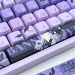 A unique angle of the exclusive Zenless Zone Zero Vivian PBT MDA keycap set, highlighting its futuristic character art and premium PBT construction.