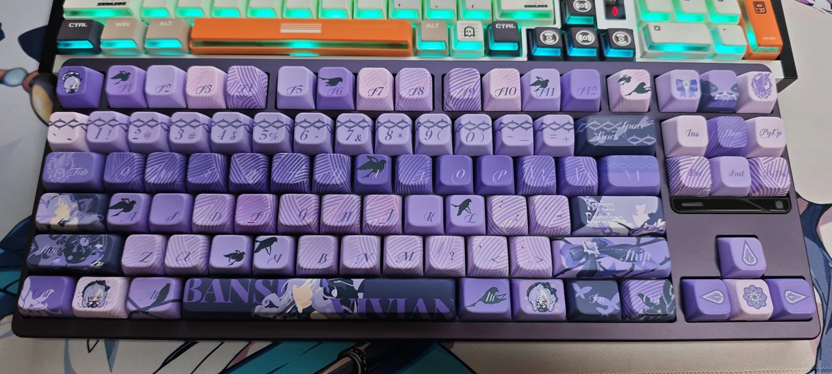 Exclusive Zenless Zone Zero Vivian PBT MDA keycap set, showcasing futuristic design and vibrant character art. Elevate your gaming keyboard.