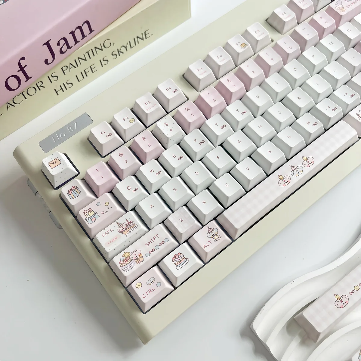 Close-up of the adorable Koala Party PBT keycap, showcasing its whimsical design and soft pastel colors. This playful keyboard charm adds a personalized to your keyboard.