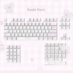 A close-up view of the adorable Koala Party PBT keycap, highlighting its whimsical design and soft pastel colors, bringing a playful and personalized charming keyboard.