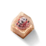 Handcrafted 3D artisan resin keycap featuring a brave panda warrior in vibrant detail, a unique piece for personalizing your keyboard.