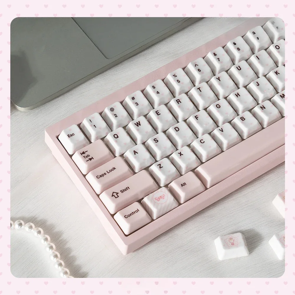 Artistic Whimsical Bear Tea Party Ceramic Keycap Set gallery, displaying unique smooth ceramic material and charming pastel bear designs from various angles.