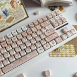 Close-up views of the adorable caramel cat artisan PBT cat keycap, showcasing its whimsical MOA profile and charming handcrafted details from variant angles.