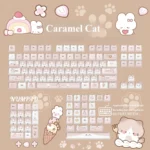 Detailed angle of the adorable caramel cat PBT cat keycap, highlighting its whimsical handcrafted charm and warm MOA profile.