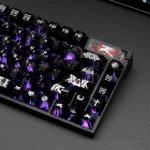 Dark Angel Carbon Fiber Backlit Keycap Set. This specific angle showcases its sleek carbon fiber texture and dark angel motifs.