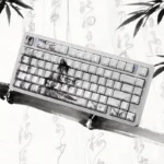 Luxurious The Solitary Scholar Ceramic Keycap Set, showcasing its refined minimalist design, tactile ceramic, and subtle side-engraved legends from multiple angles.