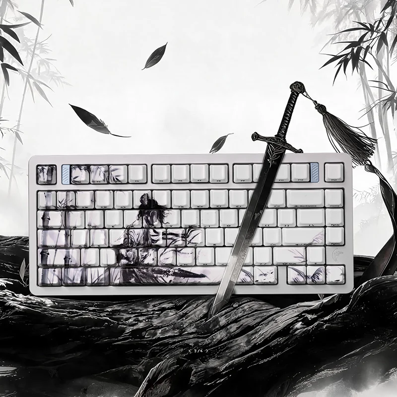 The Solitary Scholar Ceramic Keycap Set: luxurious, refined, minimalist. Tactile textures and side legends for a unique touch.