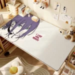 Close-up of a premium Confession Reze Chainsaw Man leather desk mat, highlighting durable, waterproof material and aesthetic character art.