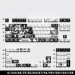 Striking Reze 5.0 Chainsaw Man 74-key Japanese side-engraved keycaps. Showcasing dark, artistic Reze motifs, this set is ideal for 61/68 keyboards.