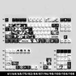 Iconic Reze 5.0 Chainsaw Man 129-key side-engraved keycaps, featuring dark, artistic Japanese legends and striking character motifs.