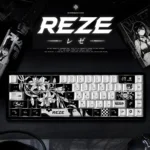 Iconic Chainsaw Man Reze 5.0 side-engraved keycaps set, featuring a striking dark aesthetic and artistic Reze character motifs.