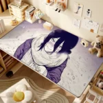 Chainsaw Man Reze Scarf Smile premium waterproof leather desk mat, featuring dynamic anime art for an edgy, playful desk setup.