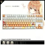 Stunning Charming Mahiru Shiina PBT Keycaps, featuring angelic white and soft pink hues, perfectly optimized for brilliant backlit glow.