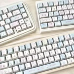 Gallery view of Cloud Sheep Keycaps, featuring dreamy pastel clouds and playful sheep from various angles, highlighting smooth milky textures.