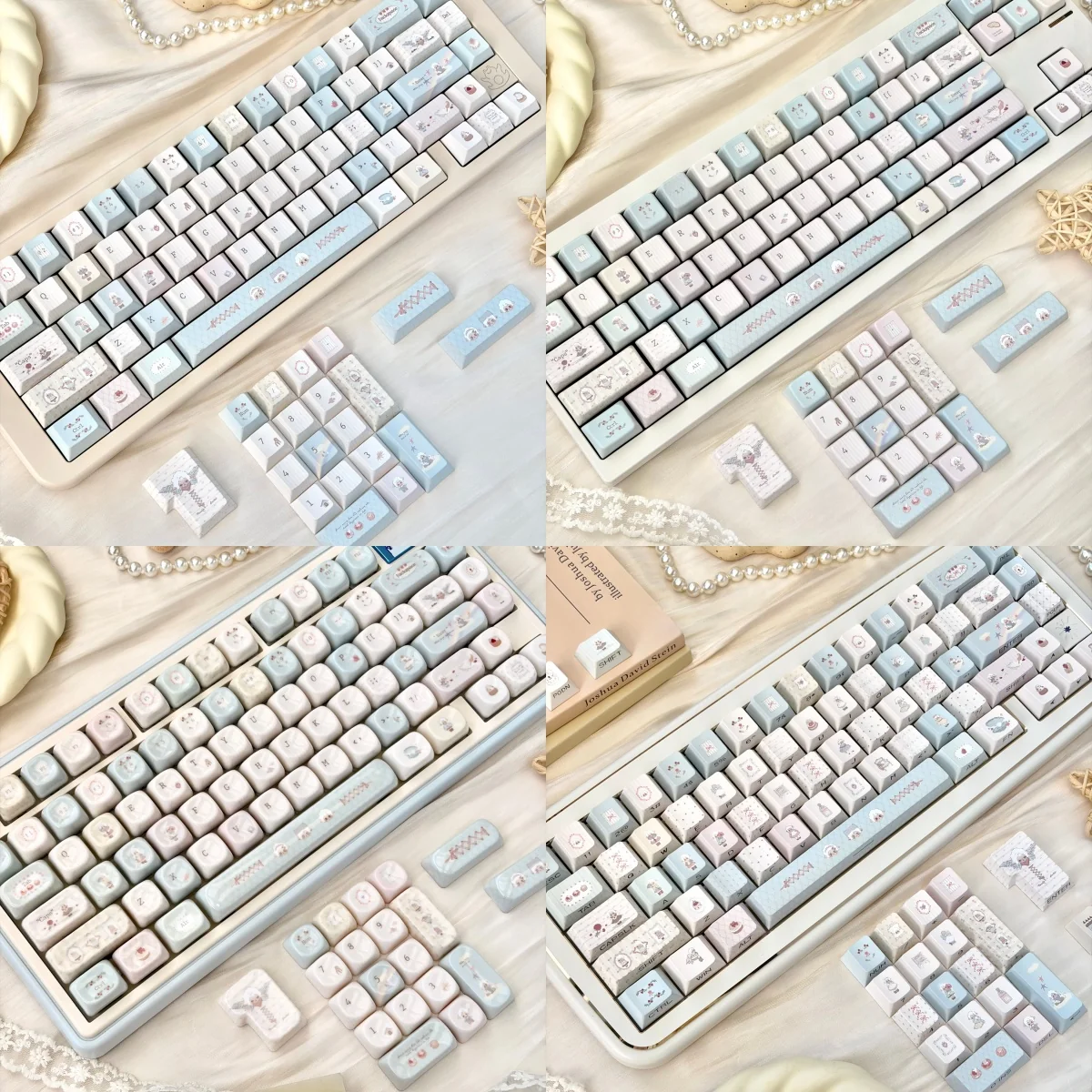 Dreamy Cloud Sheep Keycaps set features soft pastel clouds and playful sheep, enhancing comfort with versatile, milky aesthetics.
