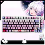 Yachiyo Runami Keycaps, MDA profile, glowing with a four-sided RGB light. Ethereal moon princess design for a cosmic keyboard journey.