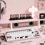 R66 MuMu Dairy Cow Custom Mechanical Keyboard, playful hot-swappable, triple-mode design with charming cow-themed keycaps and bright RGB.