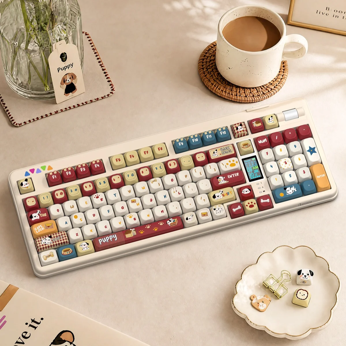 Unique Dalmatian Dog MOA profile PBT keycap. Features a playful black and white spotted design, a charming Dalmatian keycap for your keyboard.