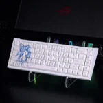 Dynamic Demon Slayer Shinobu Kocho keycap set, showcasing vibrant anime art from multiple angles. Features exclusive 'messy line' aesthetic.
