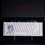 Vibrant Demon Slayer Shinobu Kocho keycap set, dynamically displayed from various angles. Highlights exclusive anime art, unique messy line aesthetic.