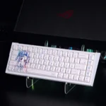 Close-up of the Demon Slayer Shinobu Kocho keycap set, highlighting its exclusive vibrant anime art and unique 'messy line' aesthetic from a distinctive.