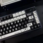 Dreamcore PBT Dye-Sublimated Keycap Set, various angles. Monochromatic surrealism, digital dreamscapes, and nostalgic liminal art.