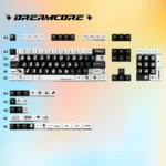 Unique Dreamcore PBT Dye-Sublimated Keycap Set, a digital dreamscape for your keyboard. This artistic display captures monochromatic surrealism.
