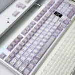 Soft Vintage Rose PBT Keycap Set, showing side-printed Cherry profile legends with an artistic, durable finish.
