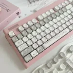 Elegant French Dream PBT MOA Keycaps Set, displaying soft pastel colors and delicate vintage French patterns. This artistic set evokes a whimsical, serene design.