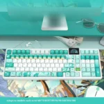 Ethereal Barbatos Genshin Impact PBT keycaps set with translucent side-lit design, featuring wind-inspired motifs and a glowing aesthetic.