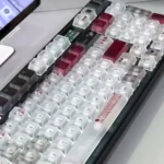 Frosted Grey Scale PC Keycap Set from various angles. Its elegant translucent, frosted PC creates a diffused light effect.