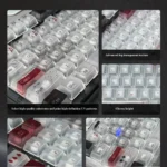 Elegant Frosted Grey Scale PC Keycap Set displayed from multiple angles, highlighting the translucent design and premium minimalist aesthetic.