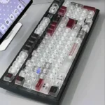 Premium Frosted Grey Scale PC Keycap Set showcasing its elegant translucent design and minimalist aesthetic, perfect for a sophisticated keyboard upgrade.